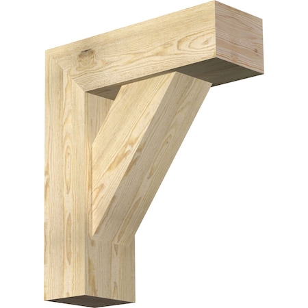 Ekena Millwork Traditional Block Rough Sawn Bracket w/ Offset Brace, Douglas Fir, 8"W x 24"D x 28"H BKT0806X24X28TRA05RDF